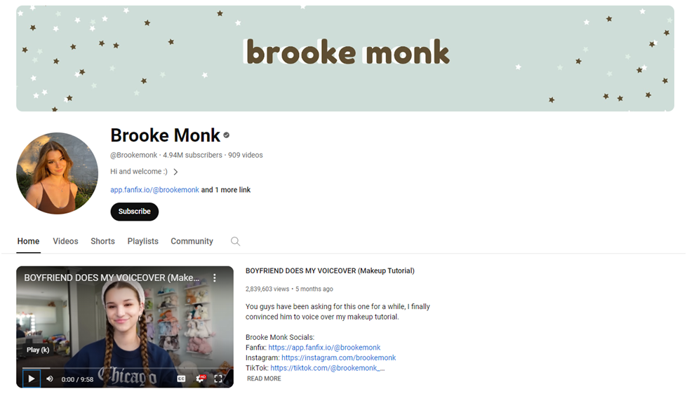Brooke Monk YouTube